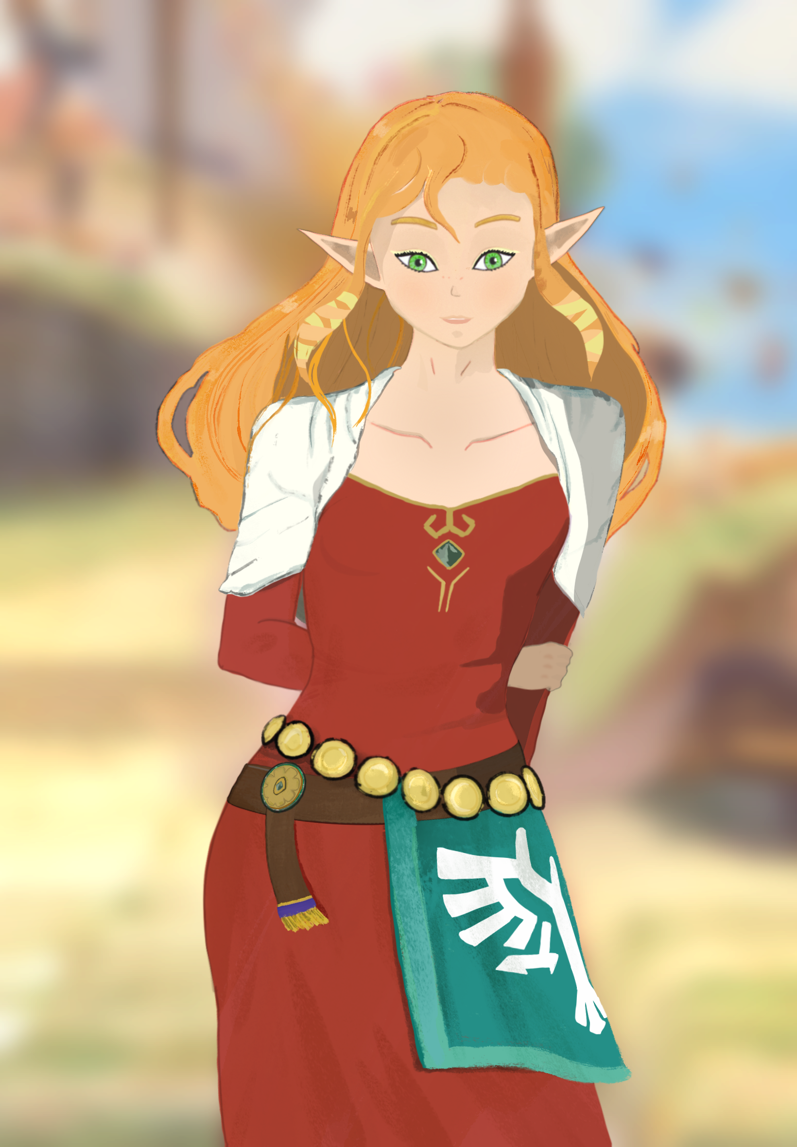 Illustration d'une Zelda alternative, entre Skyward Sword et Breath of the wild.